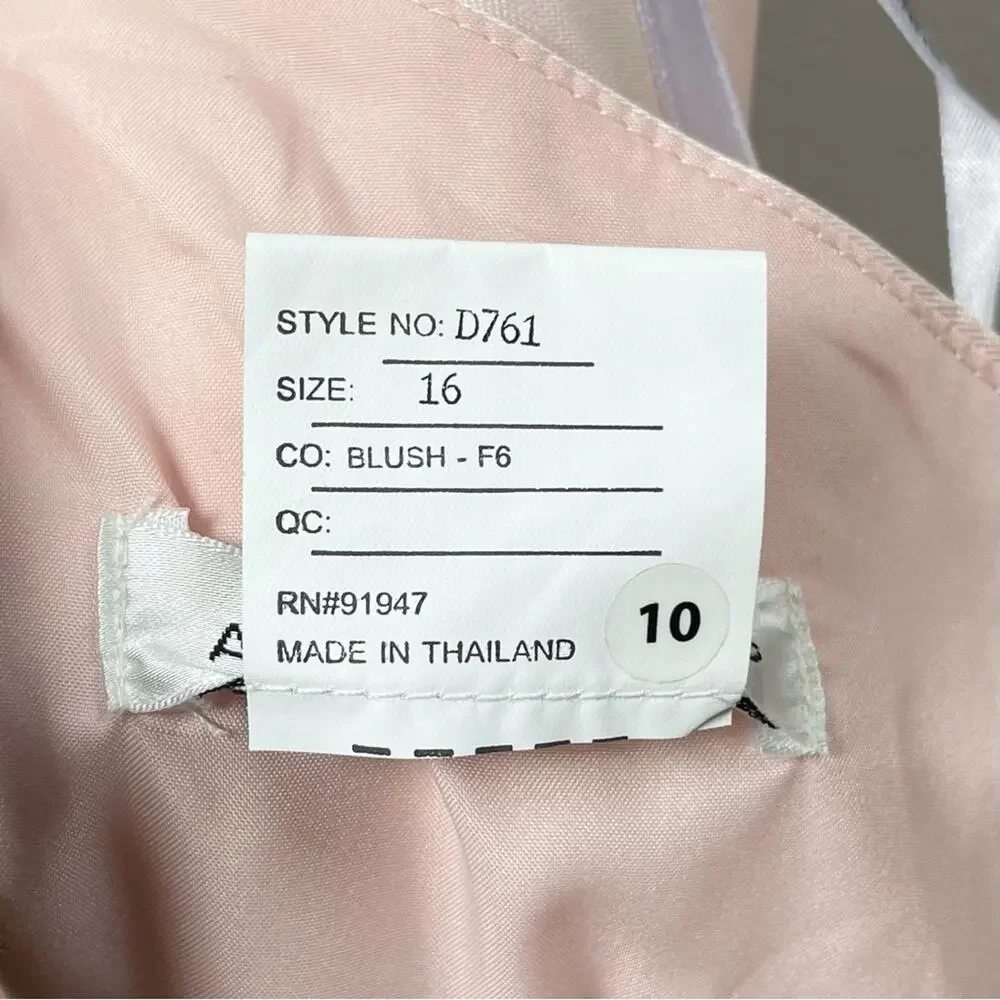 Alfred Sung V-Neck Halter Satin Trumpet Gown in Blush Pink Women's Size 16 $244 - Picture 7 of 8